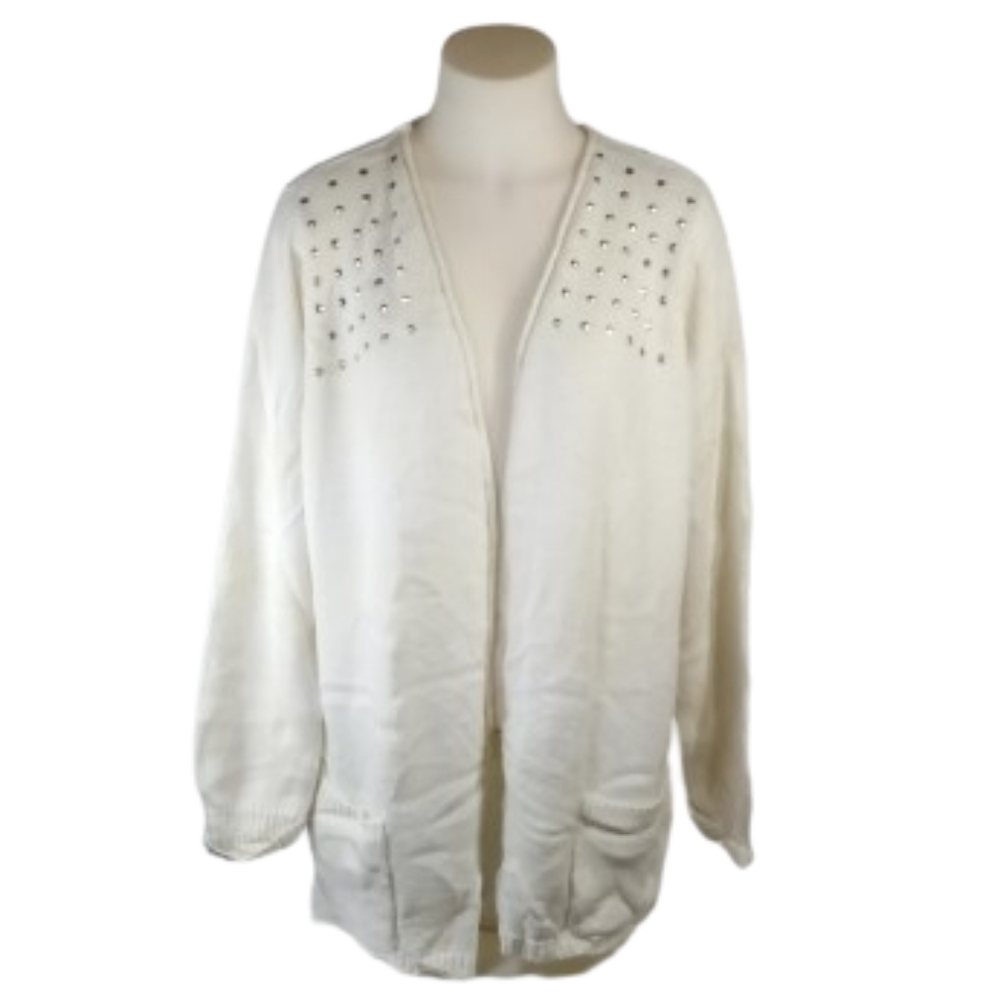 Miss Guided White Silver Stud Sweater Sz 1X